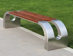 室外公园景区防腐木不锈钢休闲椅